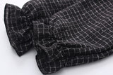 Long Sleeve Plaid Dress Woolen Vest Set