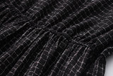 Long Sleeve Plaid Dress Woolen Vest Set