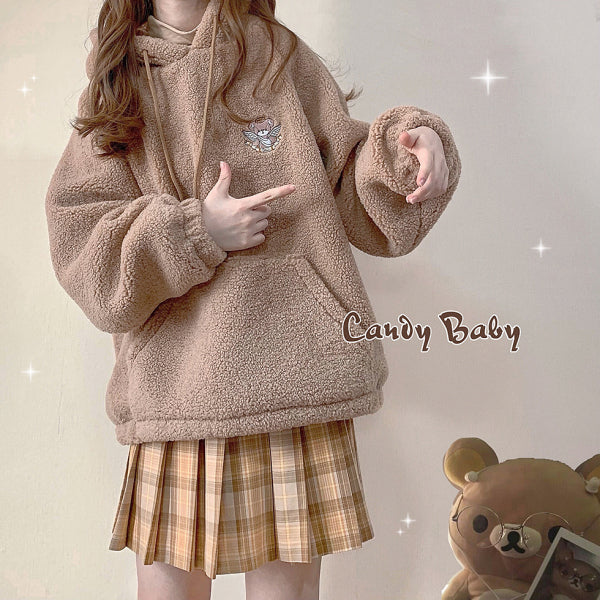 Brown Candy Bear Fluffy Hoodie